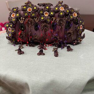 Mary Frances Purple Beaded Clutch